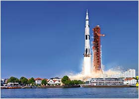 Saturn V Rakete startet in Vegesack